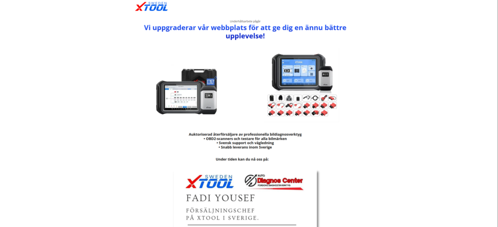 Bild av Xtool-produkter och verktyg f&ouml;r bildiagnos, relaterad till webbutik och e-handel, visad p&aring; Enkelwebbs portf&ouml;lj f&ouml;r e-handelsprojekt.